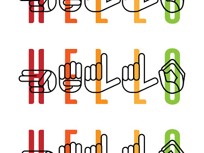 Hello Dribbble :D design first firstshot hands illustration postcard postcard design project rainbow sign sign language