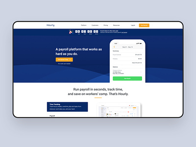 Landing Page end of year updates app appdesign blue clean design endofyear interface iphone landing design landingpage landingpagedesign payroll promotion timetracking ui uidesign ux