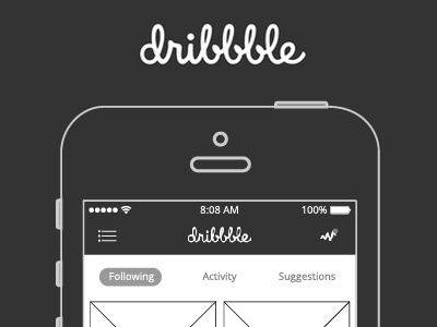 Dribbble iOS app wireframe sneak peek