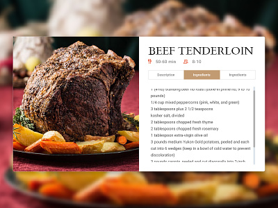 Recipe Card - daily 1 hour challenge beef card food nutrition recipe restaurant ui ux