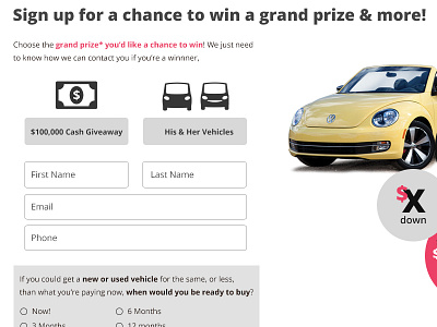 FATWIN Signup contests forms icons incentivized marketing ui