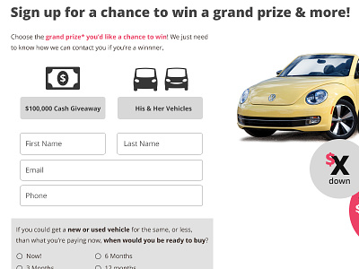 FATWIN Signup contests forms icons incentivized marketing ui