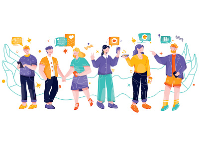 Messaging app design illustration social vector