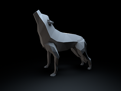 Wolf animal c4d lowpoly wolf