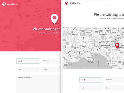 CreateOne Contact v2 contact form flat focus lab icon interactive location map minimal web design website