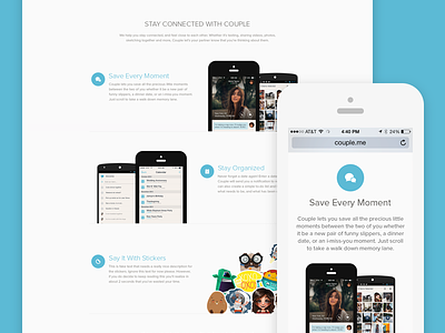 Couple Website app bright clean clear couple homepage ios6 ios7 responsive simplicity website