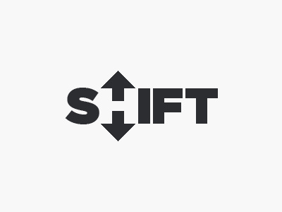Shift logo arrows concept down logo negative space shift up