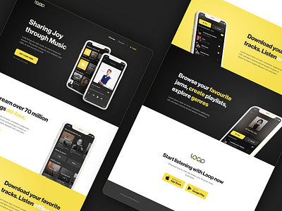 Loop: Music App Landing Page design interaction design landing page music music app music landing page product design ui ux