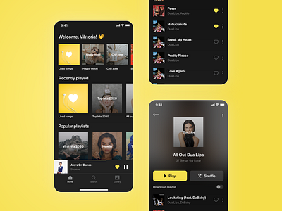 Loop: Music App Screens app app design application design interaction design library music music app pantone playlist product design ux