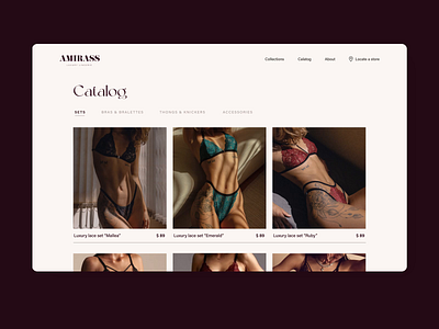 Amirass - luxurious lingerie website animation design interaction design lingerie motion graphics product design product website ui ui animation underwear ux