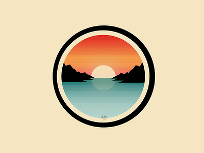 Sunset Sticker design illustration logo sunset