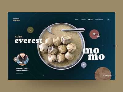 Search Momo - Website Design (Idea) circle colorful dumpling everest food momo nepal prabin ui user experience user interface webdesign webdesigner webdesignnepal website