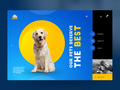 Yeti Dog Chew - Website Design (First Idea) blue dog homepage interface design prabin uidesign ux design vibrant webdesign webdesignnepal website
