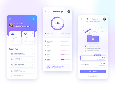 File Manager - Storage App app clean cloud cloud storage colors design dropbox figma file manager files folder glassmorphism google drive icons illustration minimal premium storage storage app ui