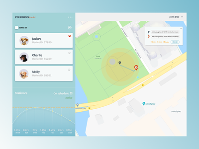 Dog tracker app app ui app ui design dog dog tracker dogs gps location map maps pet tracker pets tracker trackers ui web app