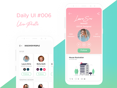 User Profile 007 daily ui dailyui007 design designer discover mobile mobile design ui design user user profile userprofile