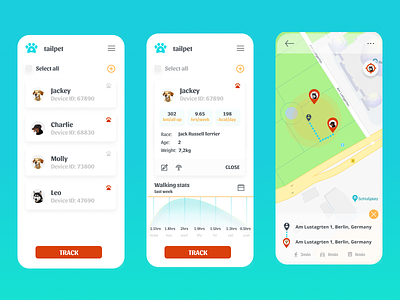 Pet tracker app app ui app ui design blue dog dog tracker dogs gps gps tracker location map maps mobile mobile app pet tracker pets tracker trackers ui ui ux