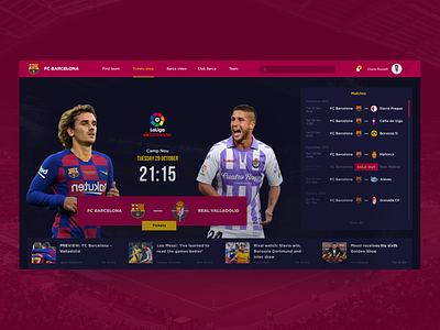 Barca. Concept ticket sale design interaction interface sport typography ui ux website