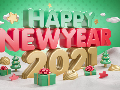 Happy New Year 2021 Vol.4 3d design gold happy illustration new new year psd red surprise ui