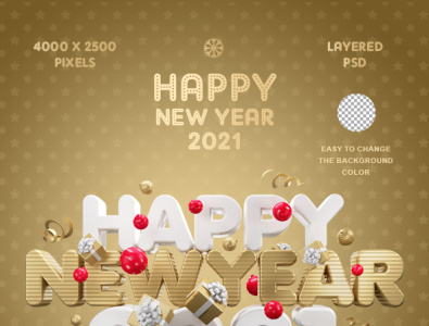 Happy New Year 2021 Vol.3 3d christmas gold happy new year santa surprise
