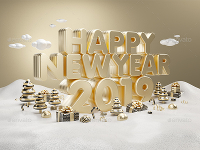 Happy New Year 2019 Gold