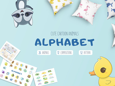 Childrens alphabet with cute cartoon animals alphabet animals cartoonstyle design illustration vector