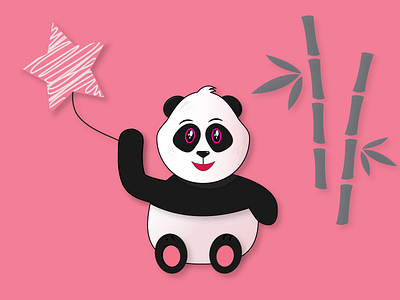 Panda animal art artwork bamboo bear character creative design cute design funny illustration illustration art illustration character kawaii panda star vector