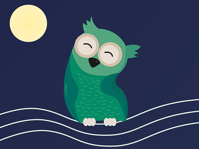 Owl art artwork bird blue character character design colors creative design creativity cute design green illustration illustration art moon night owl ui vector vector graphic