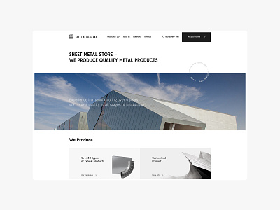 Sheet Metal Products - Company Website architect architecture buildings design interaction design landing page manufacture metal metalic sheet ui web webdesign website