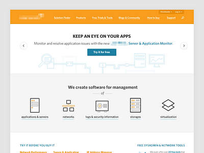 Early stage of a webdesign blue calltoaction carousel flat icons illustation lines orange ui web webdesign website