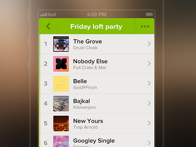 Energy playlist - view [concept] app concept design flat interaction design ios iphone playlist ui ux visual design