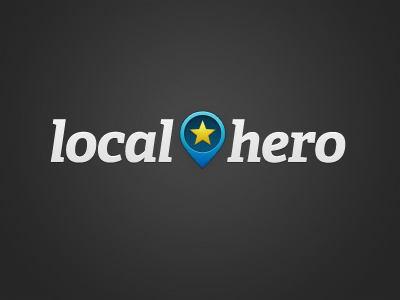 Local Hero logo blue design logo pin serif slab star yellow