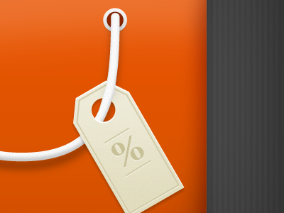 iPhone icon design detail icon orange paper pricetag texture