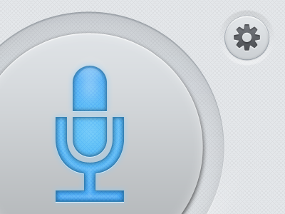 iPhone app buttons blue button gloss grey icon ios iphone light mic pattern settings texture