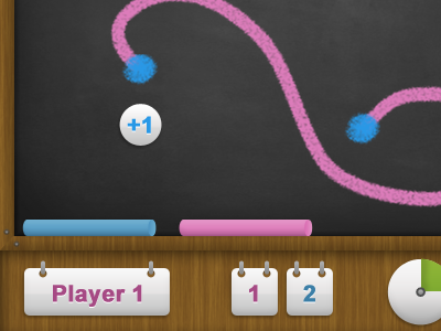 Game UI blue brown chalk game ipad pink ui