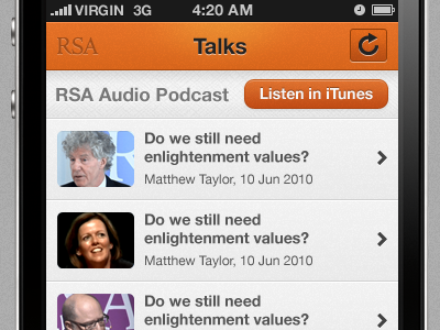 Rsa app - latest buttons grey icons interface iphone iphone4 list orange ui