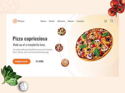 Landing Page branding design flat gradient illustration landing page logo pizza website xd xd design xddailychallenge