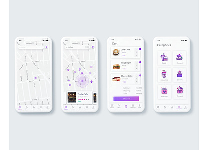 Redesign An E Commerce App add to cart android app app design design explore flat food icon ios location location app maps mobile pink shopping shopping app track travel ui vector