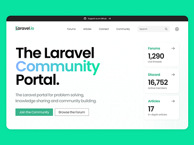 Quick Laravel.io Mess-around design gradient green homepage homepagedesign laravel typography ui web design website