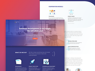 Semicolon landing page documents gradient illustration landing page rocket ui ux web