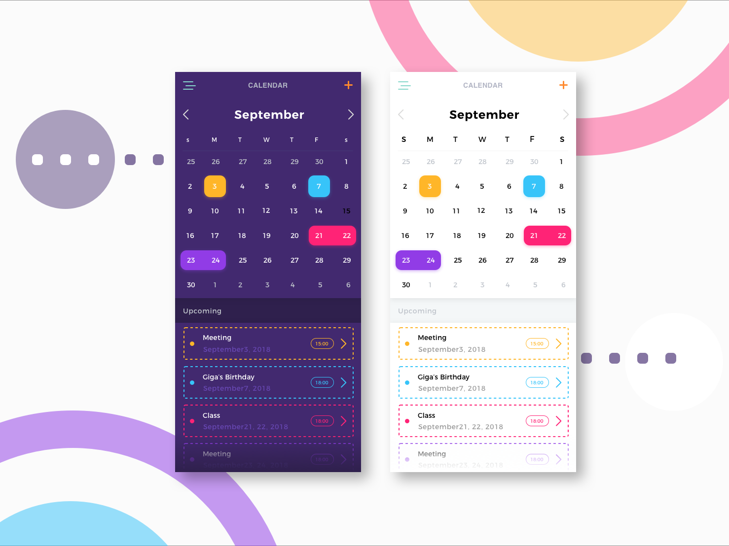 Day 5 Calendar app by 飘鱼沫 on Dribbble