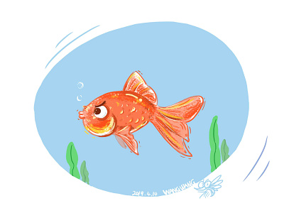 Mr. Angry goldfish childrens illustration design fish freehand sketching goldfish ikon illustration