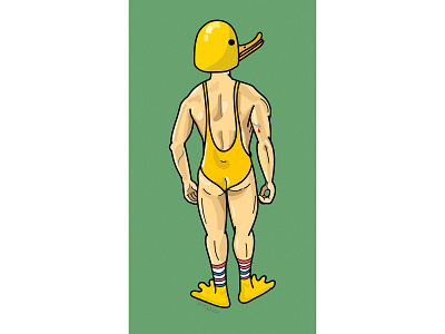 Muscle duck animal character design illustration