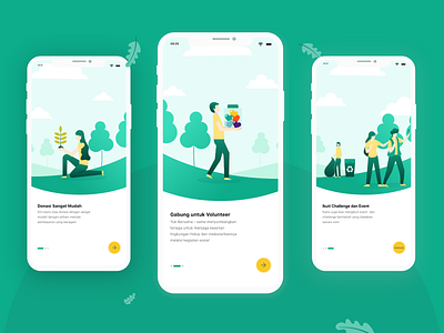 Sana (Savior of Nature) App - Onboarding Screnn animal conservation enviroment illustration indonesian mobile app nature onboarding screen plant ui design ux design