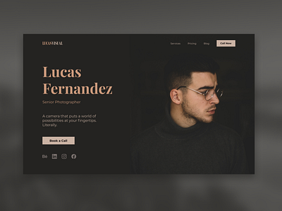 Photographer Portfolio design hero section landing page minimal photographer portfolio ui website