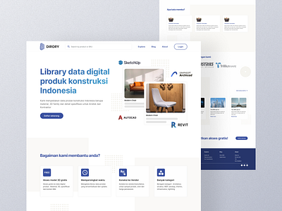 Dirory - Construction landing page app architect architecture bim branding civil construction design furniture hero section interior landing page metaverse microstock minimal product design ui ux web app web design