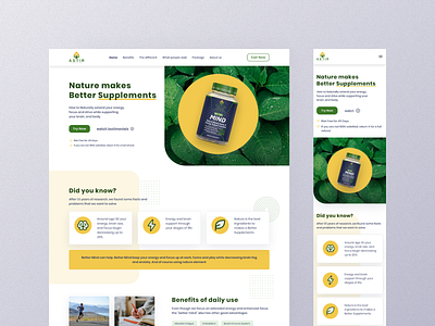 Nature Supplements - Responsive Landing Page branding design drugs hero section landing page minimal nature responsive supplement ui ux vitamin website