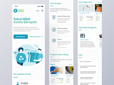 Redesign Landing Page (Mobile ver.) for Waste4Change app design eco green landing page minimal mobile responsive social ui ux waste website