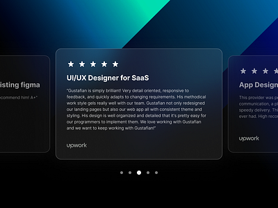 Testimonials from my clients dark design feedback glassmorphism landing page review section testimonial transparent ui ux