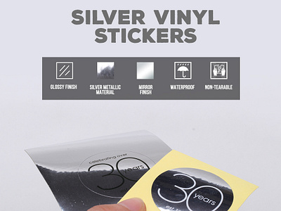 Silver Vinyl Stickers branding design sticker